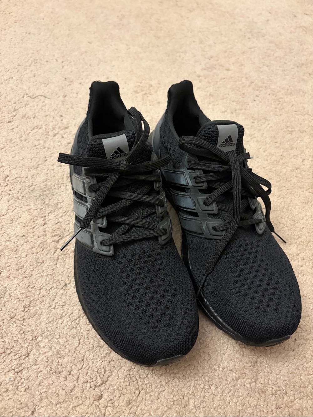 adidas Women’s Black Knit Running Sneakers with Gray Cage